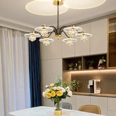 Fransk Ljuskrona Transparent Glas Flerarmad Modern